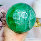 Huge High Grade Green Fluorite Sphere with Rainbows on Stand 2.4KG