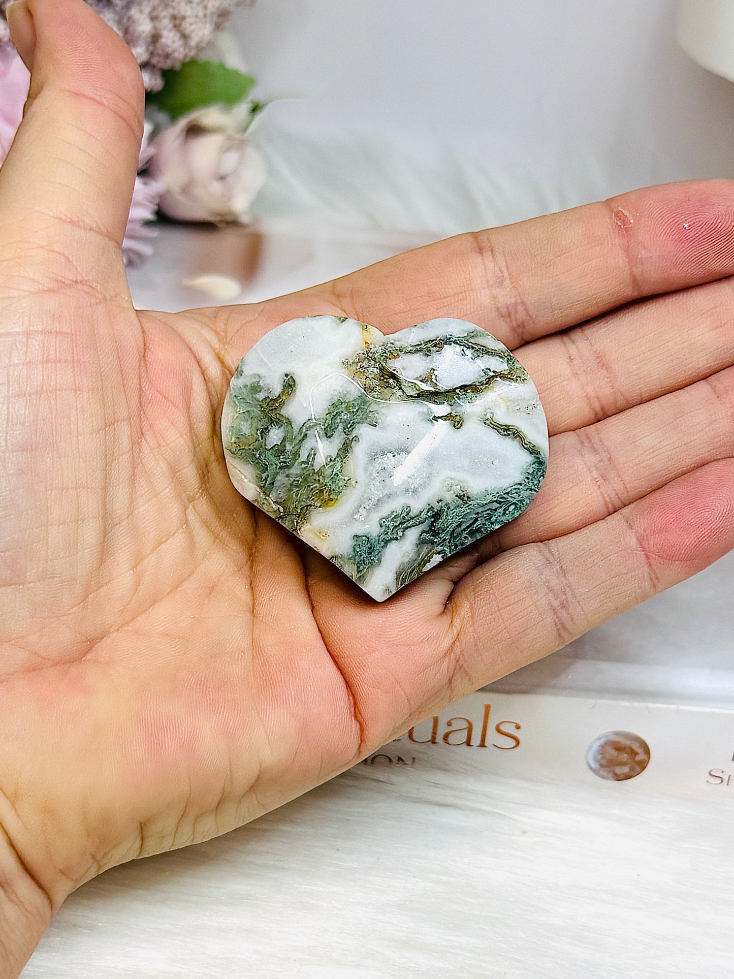 Moss Agate Small Heart