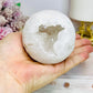 Large Moroccan Quartz Druzy Sphere On Stand 401g