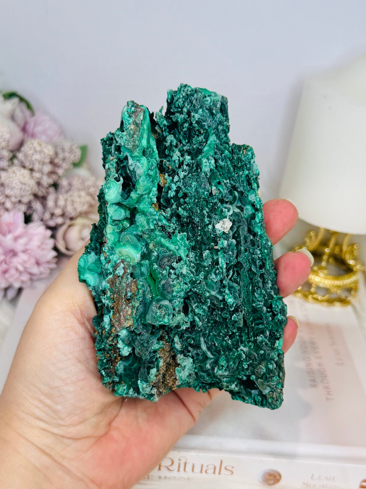 Natural Malachite Freeform 514g On Stand