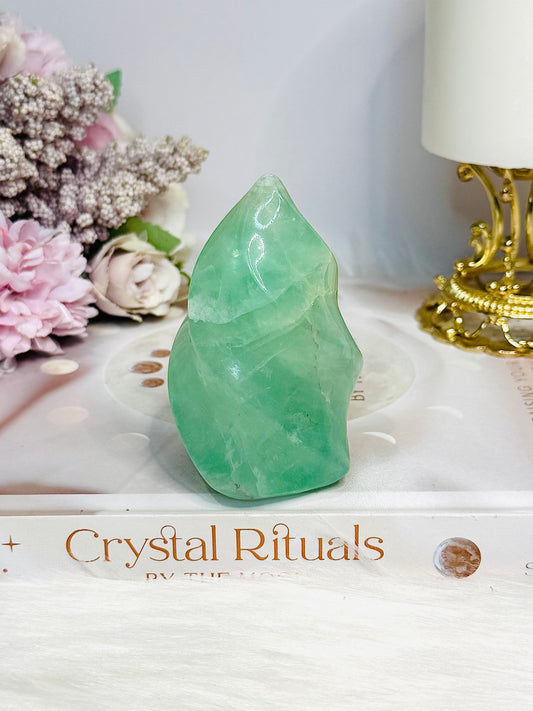 Green Fluorite Carved Flame 8cm