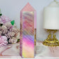 Large Angel Aura Chunky Rose Quartz Tower 16cm 597g