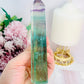 Embrace Challenging Emotions ~ Gorgeous 15.5cm  Watermelon Fluorite Tower with Rainbows