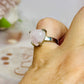Rose Quartz Heart Sterling Silver Ring Size 6