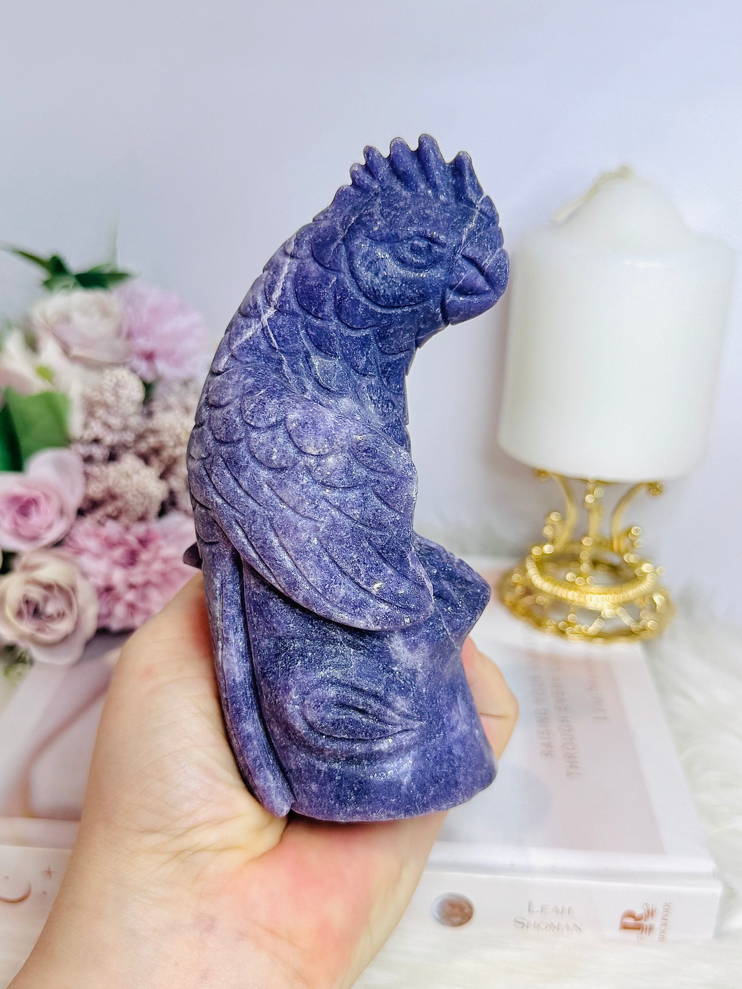 Lepidolite Carved Parrot | Bird Large 14cm 588g