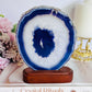 Large 13.5cm Purple Dyed Agate Slice On Timber Stand From Brazil