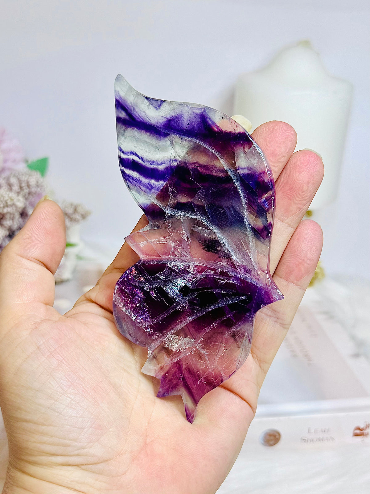Fluorite Butterfly Wings With Rainbows 19cm