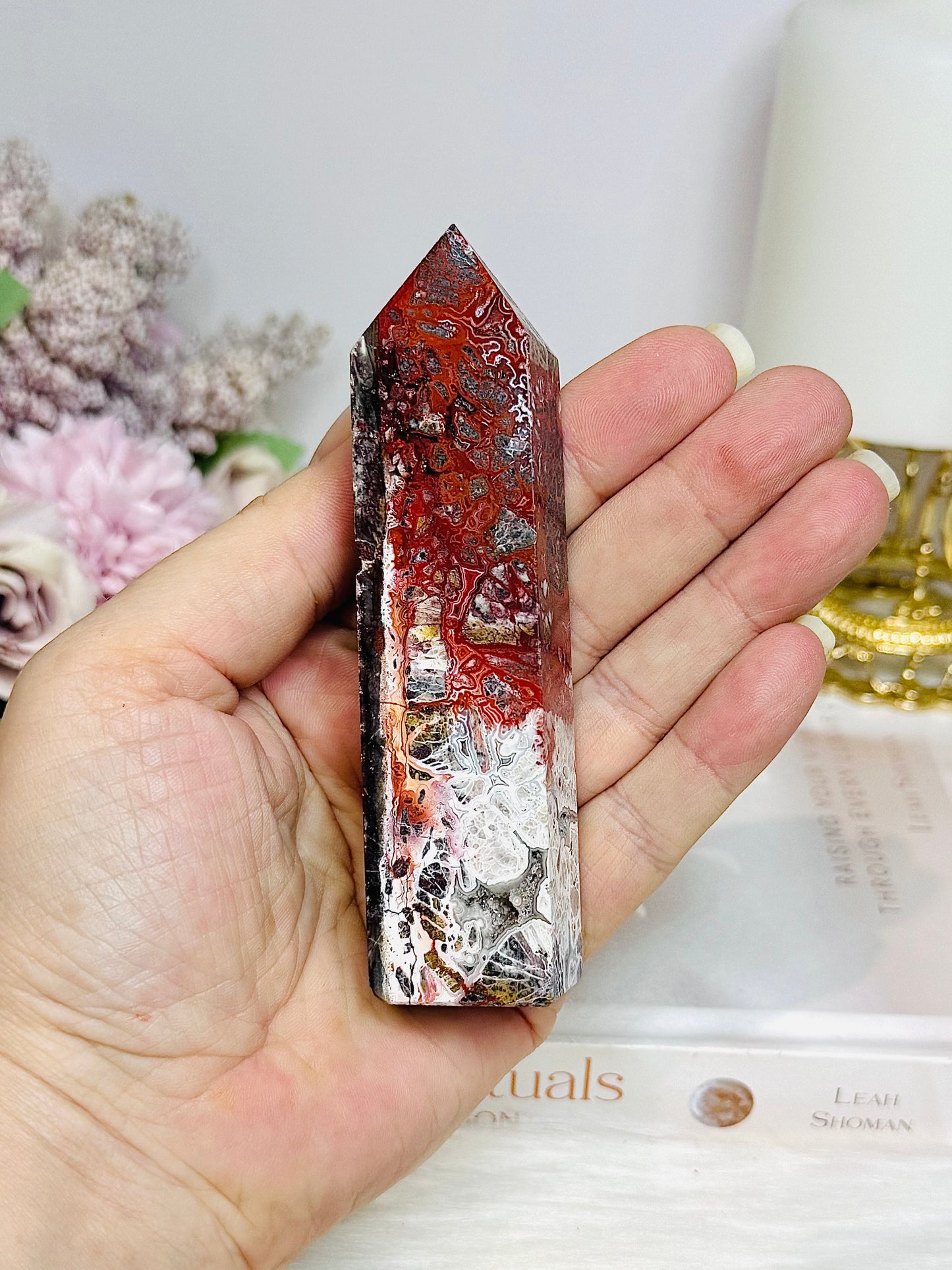 Mexican Lace Druzy Agate Tower 10.5cm