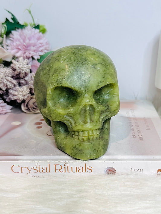 Huge Green Jade Carved Skull 1.25KG