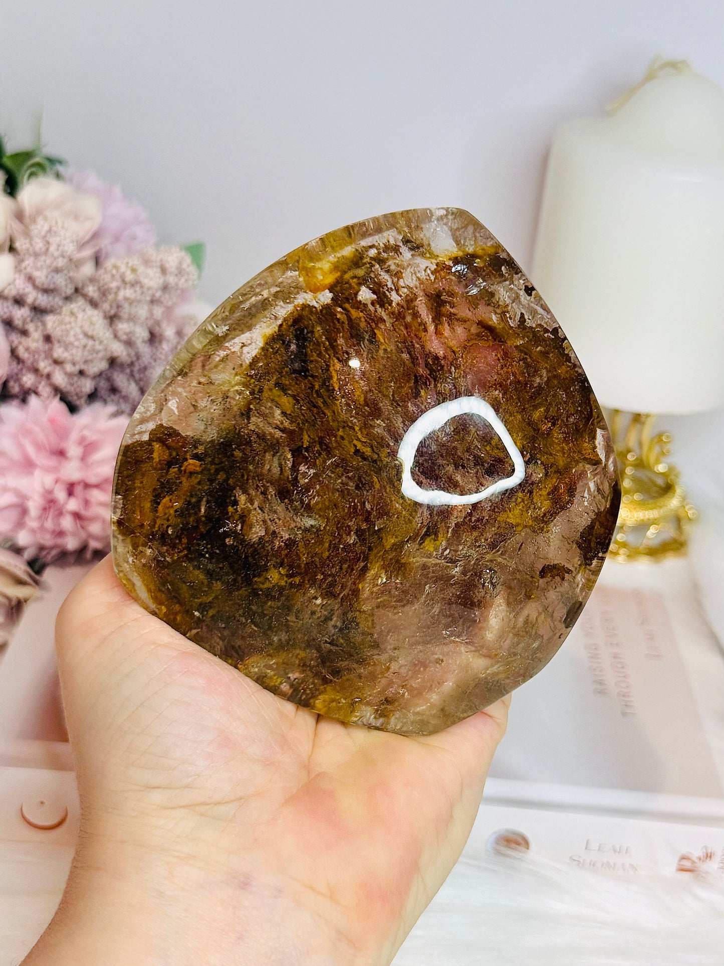 Large Natural Lodolite | Garden Quartz Polished Freeform on Stand 10cm 484g