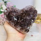 Large Natural Amethyst Carved Chunky Heart 944g with Goethite Inclusions