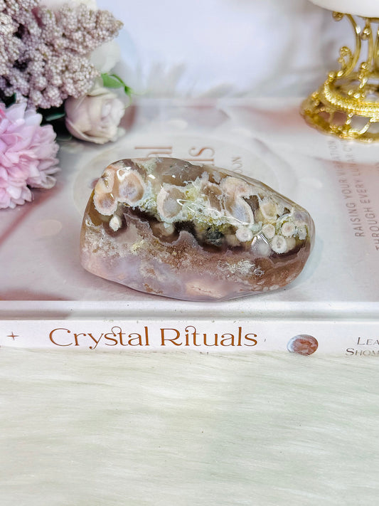 Natural Green Flower Agate Polished Freeform 9cm