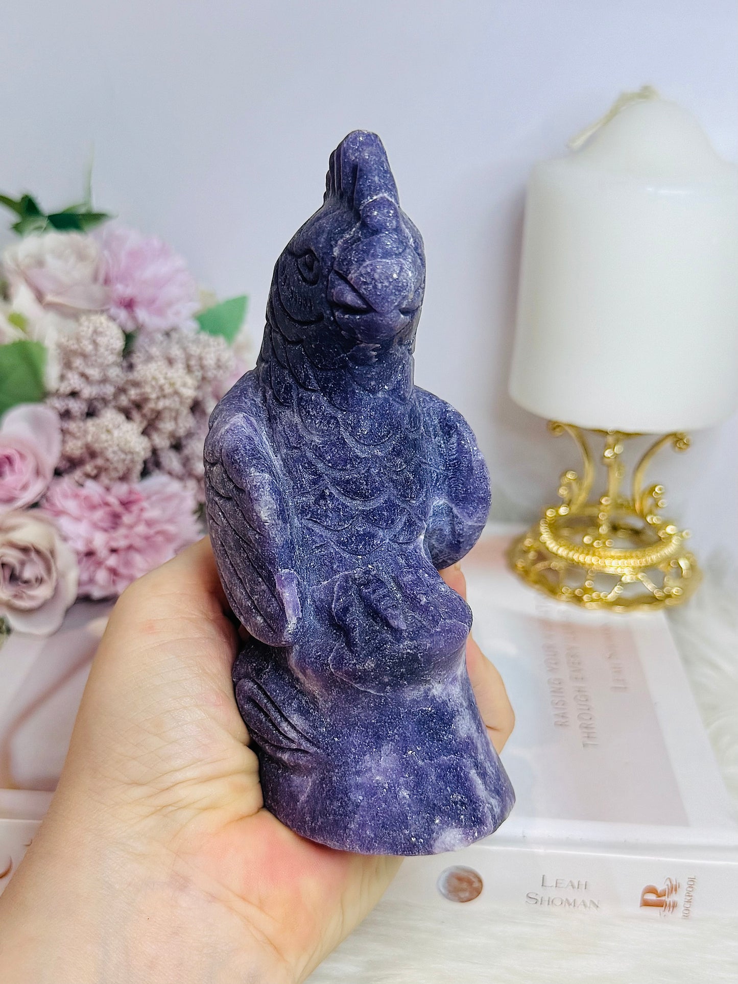 Lepidolite Carved Parrot | Bird Large 14cm 588g