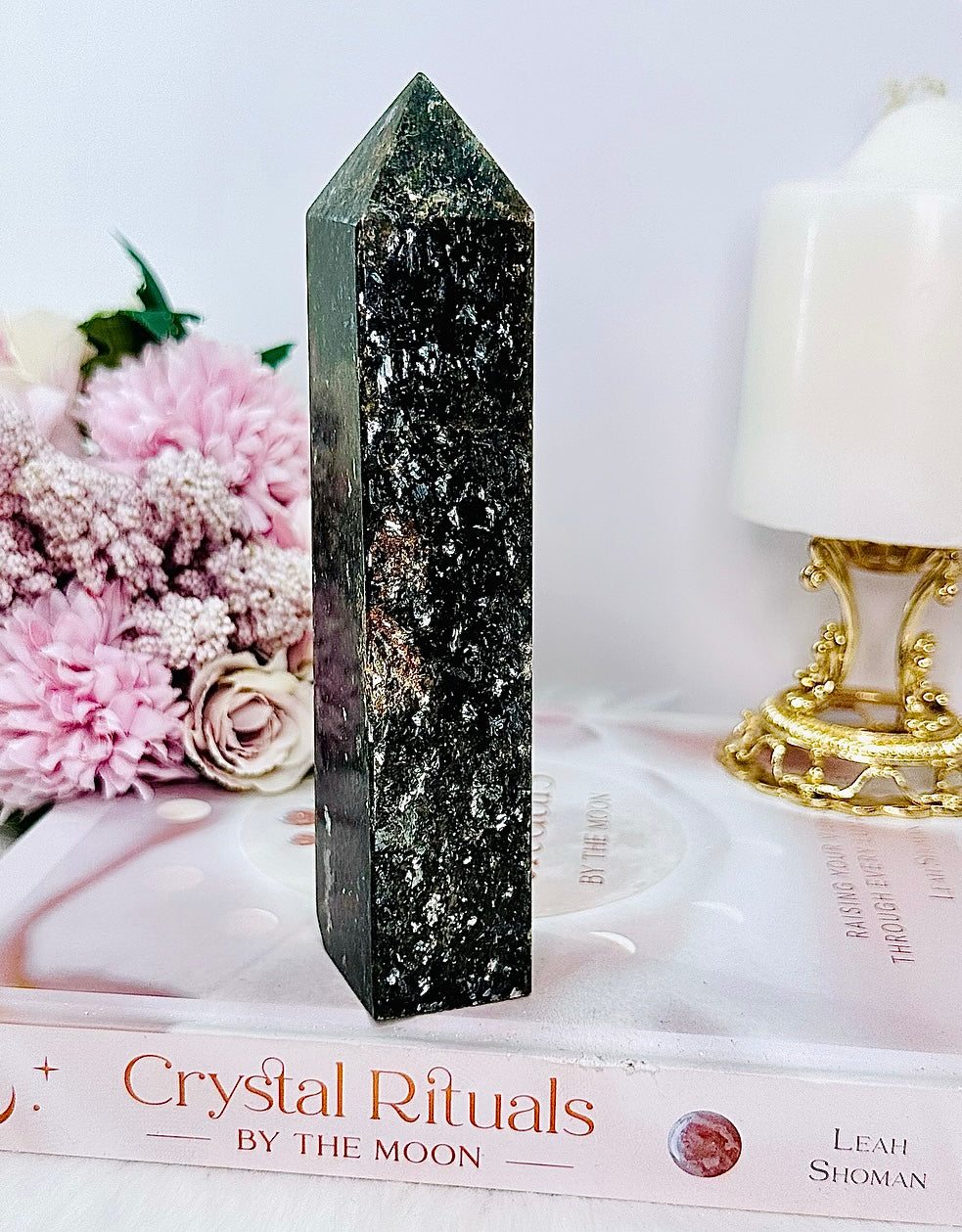 Sparkling Gorgeous Black Mica Tower 15cm Tall 348grams