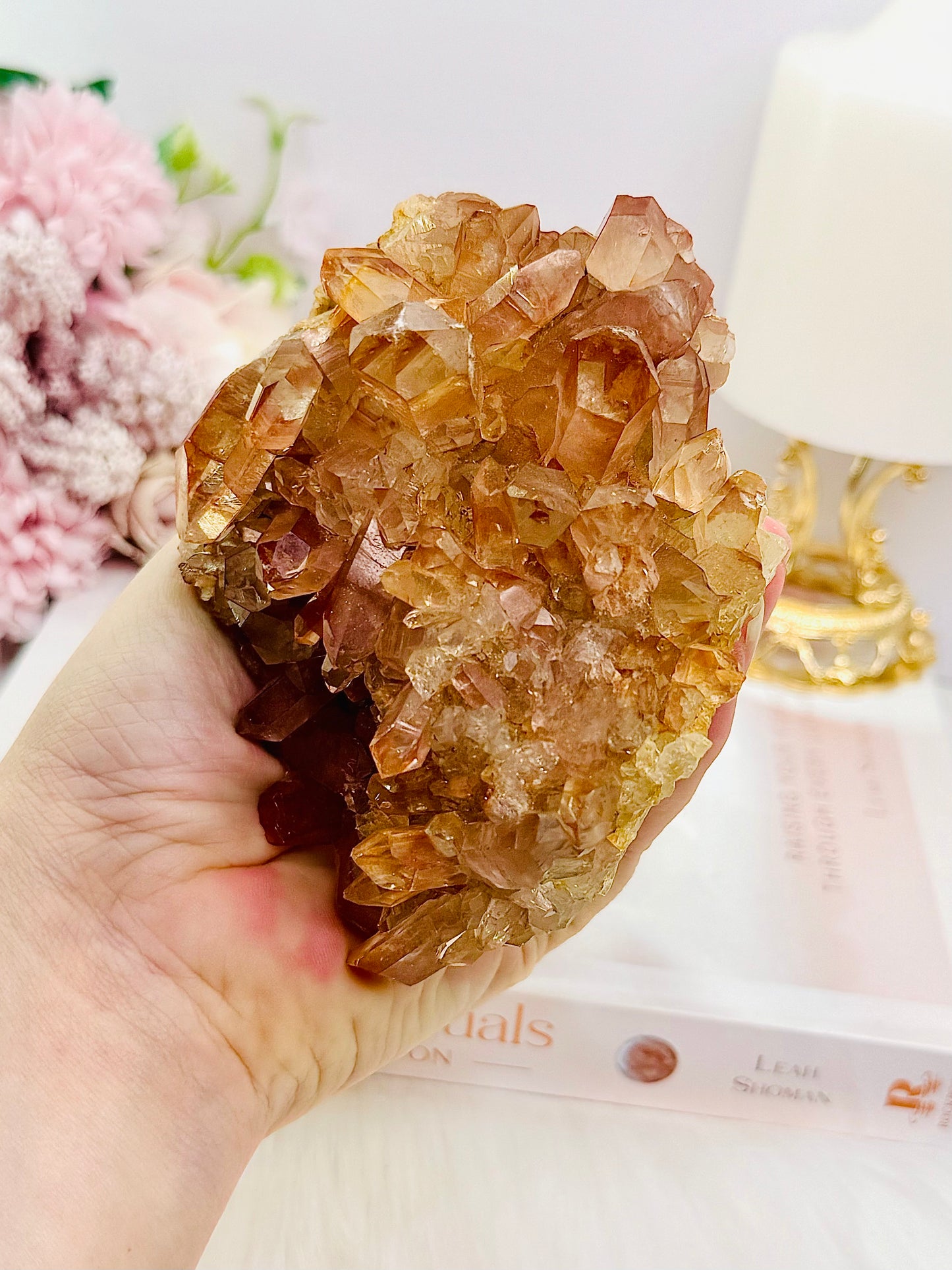 Incredible Large 408gram Tangerine Quartz Cluster From Brazil