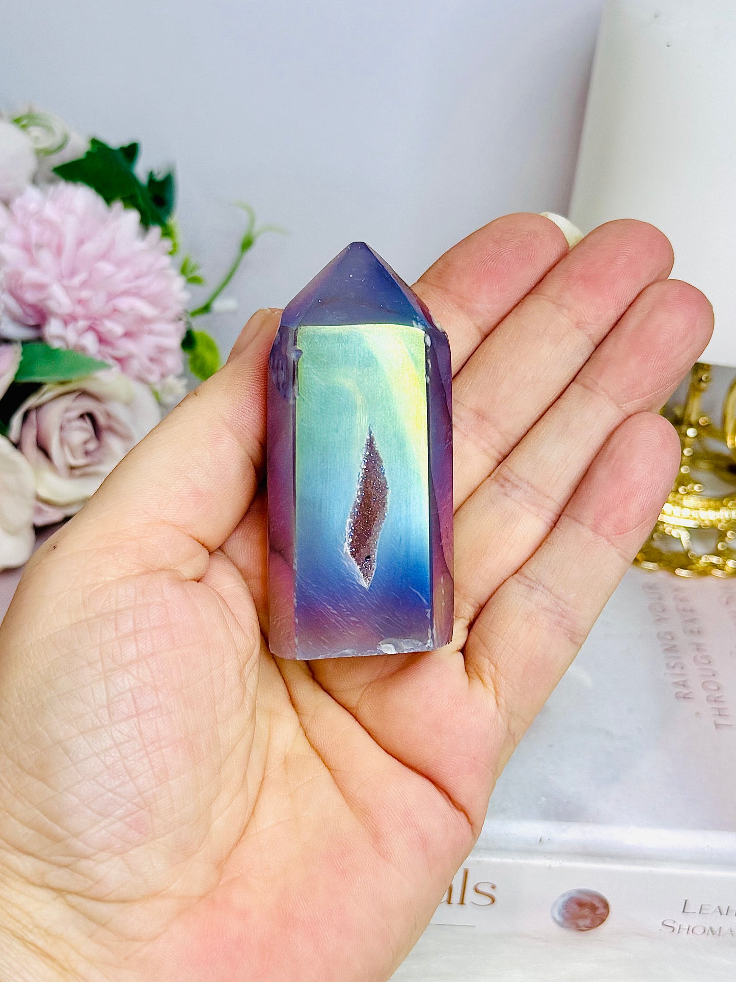 Angel Aura Druzy Quartz Tower 7cm