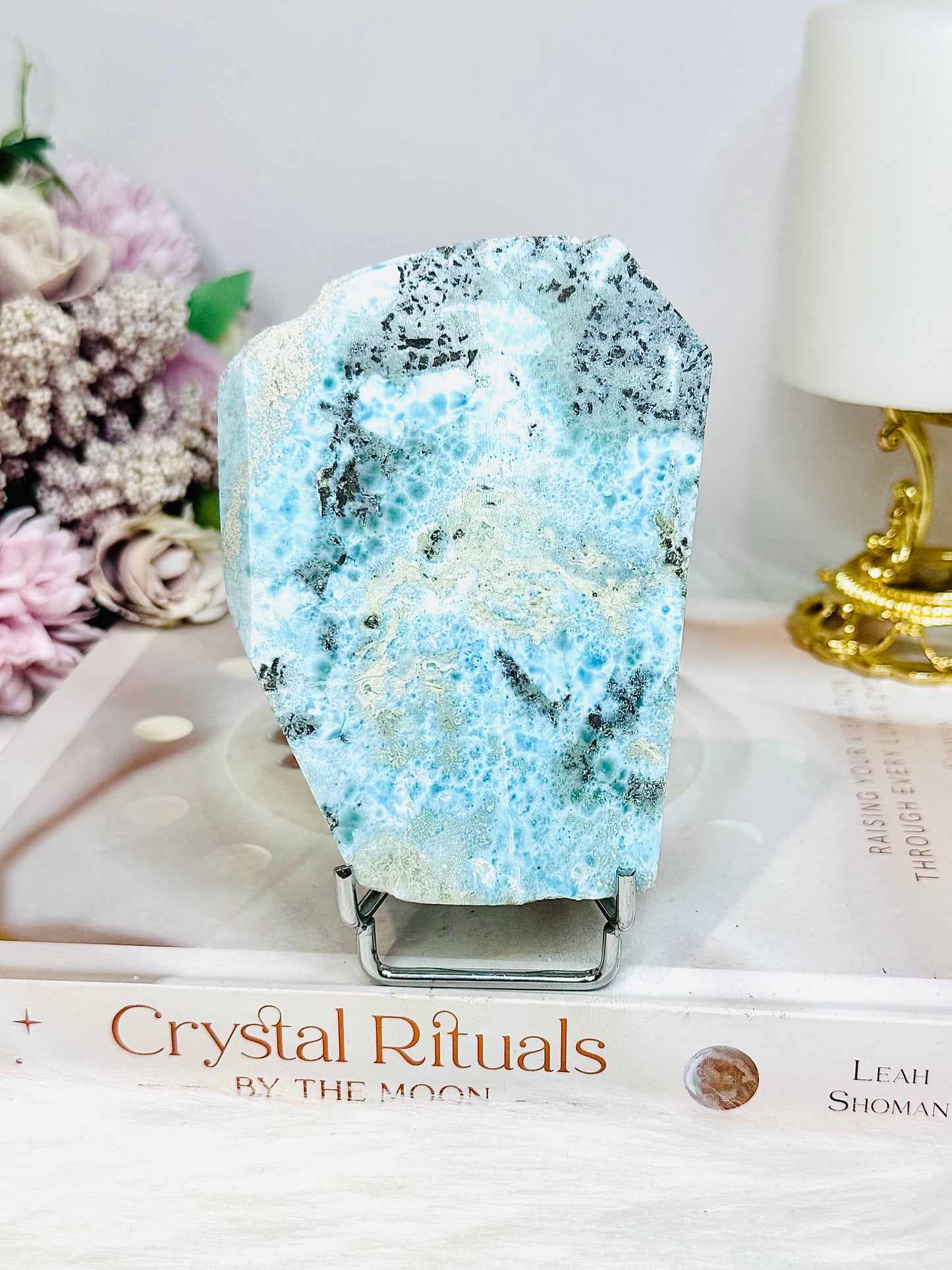 A Collectors Piece ~ Natural Larimar Slab On Stand 10cm 169g