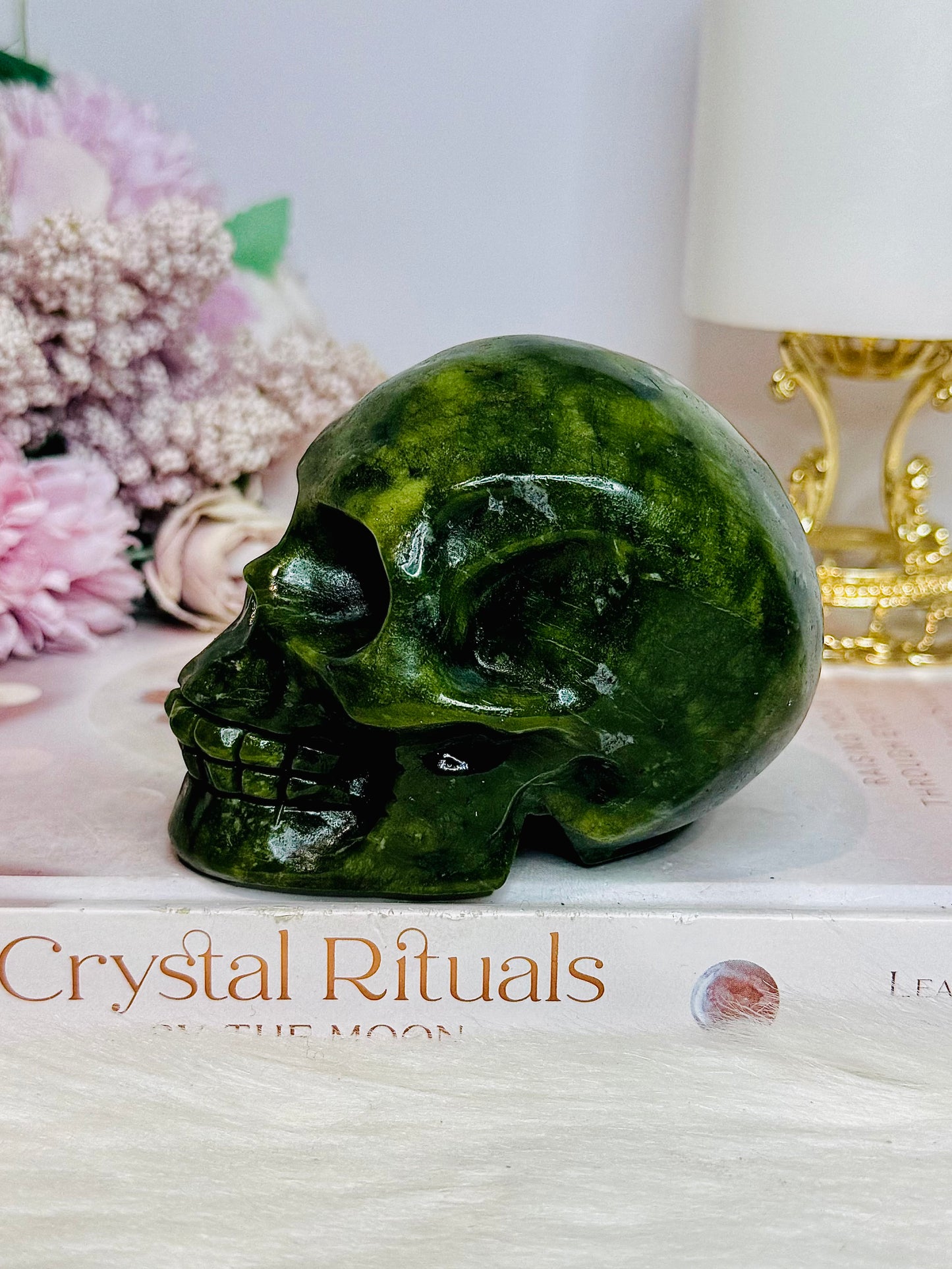 For Sue ~ Large Green Jade Carved Skull 9cm 542g