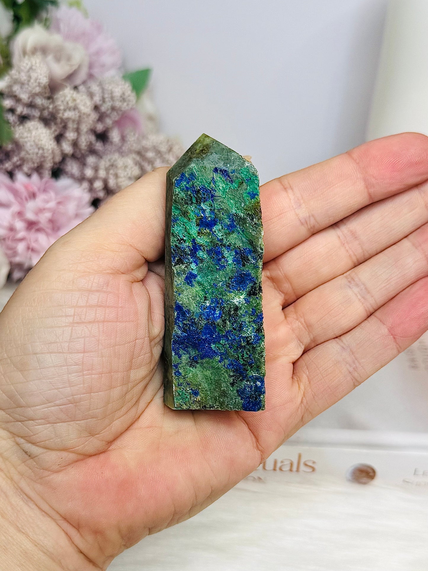 Azurite with Malachite Rough Tower 7.5cm
