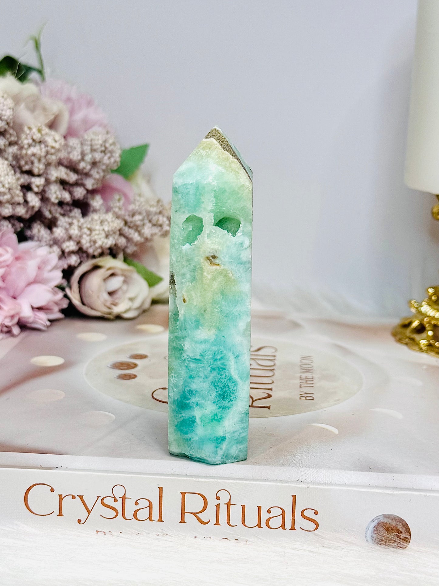 Blue Hemimorphite Druzy Tower 9cm