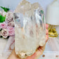 High Grade Clear Quartz Twin | Double Tower with Rainbows on Stand 18cm (on stand) 900g