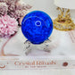 Bright Blue (Dyed) Fire & Ice | Crackle Quartz Sphere on Stand 278grams