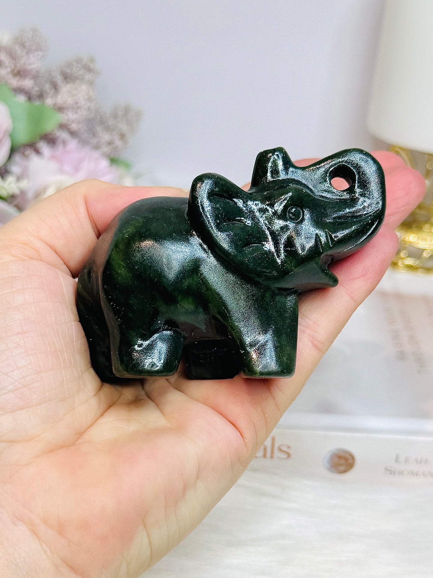 Green Jade Elephant 9cm