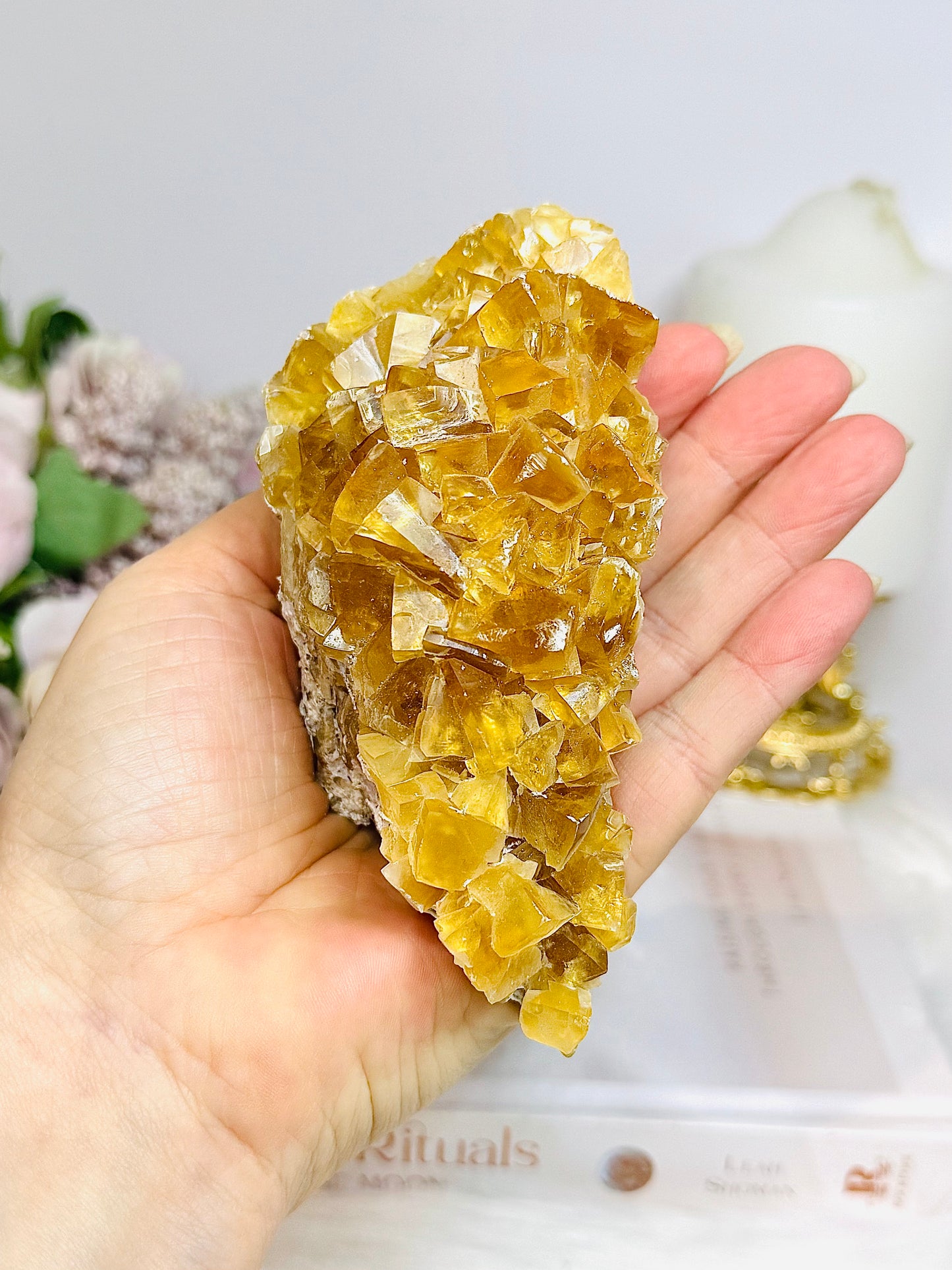 Cubed Yellow Calcite Specimen 12.5cm 351g