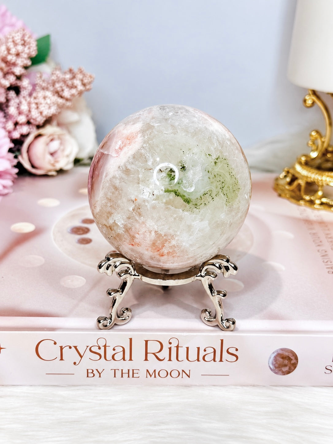 Druzy Pink Amethyst Sphere on Stand 285g