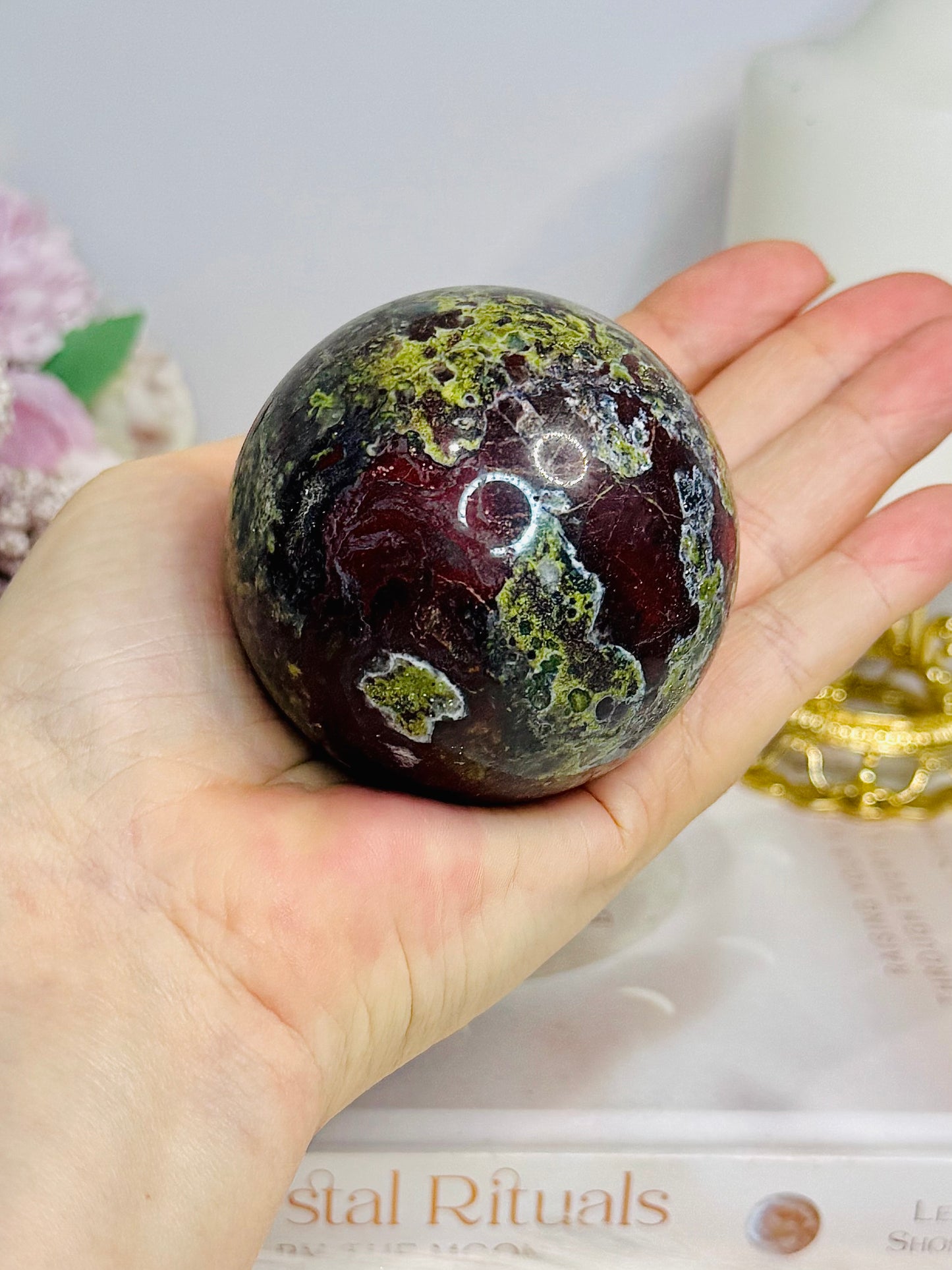 Large Dragons Blood Sphere on Stand 384g