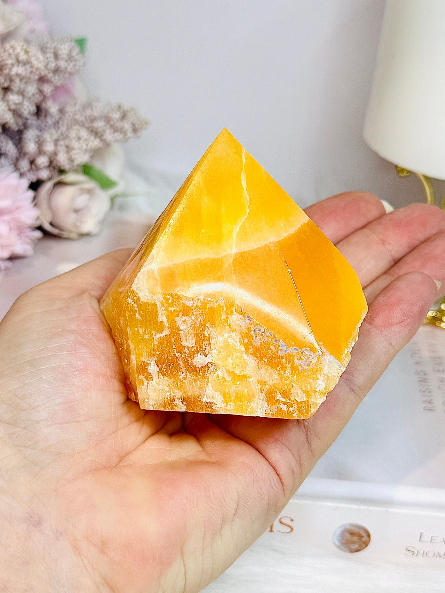 Orange Calcite Top Polished Point 277g