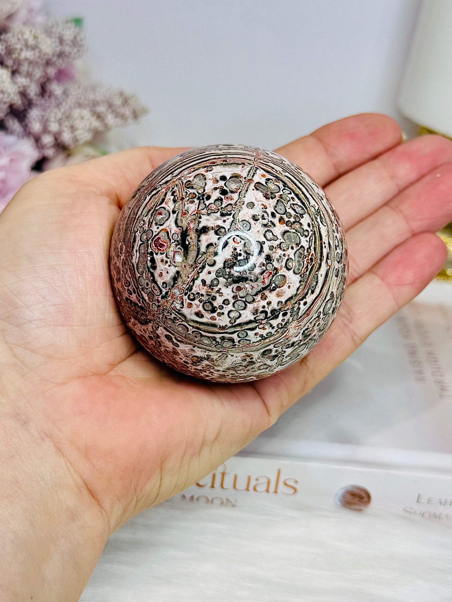 Leopard Skin Jasper Sphere on Stand 240g