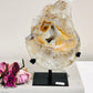 Spectacular Huge Chunky 1.8KG Druzy Agate Carved Flame On Custom Made Stand From Brazil