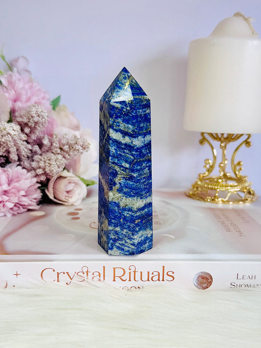 Natural 11cm Lapis Lazuli Carved Tower