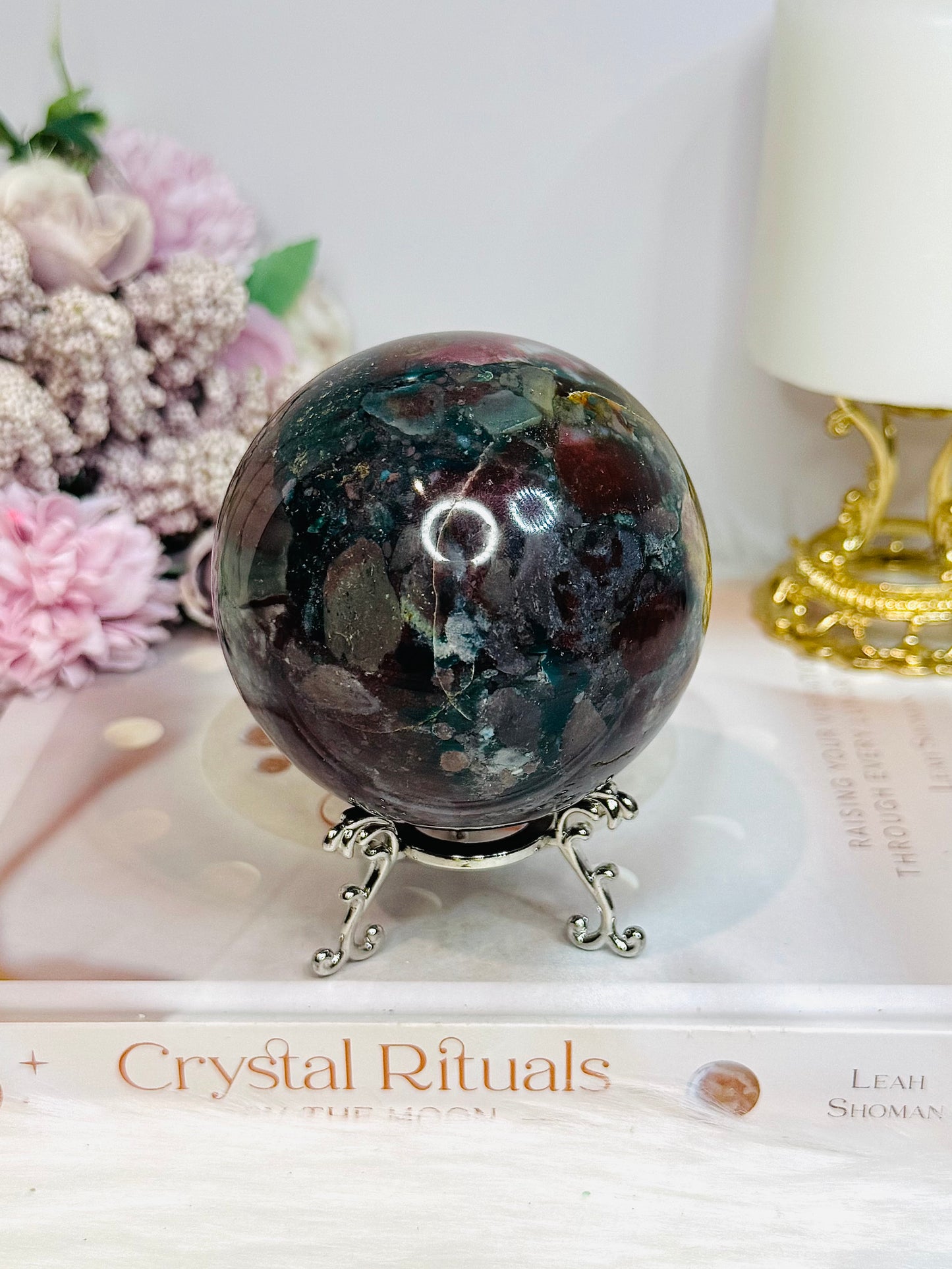 Large Jasper Sphere On Stand 620g