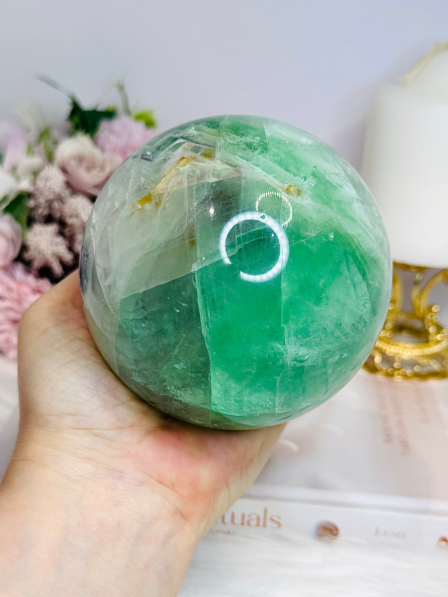 Large Green Fluorite Sphere on Stand 1.45KG