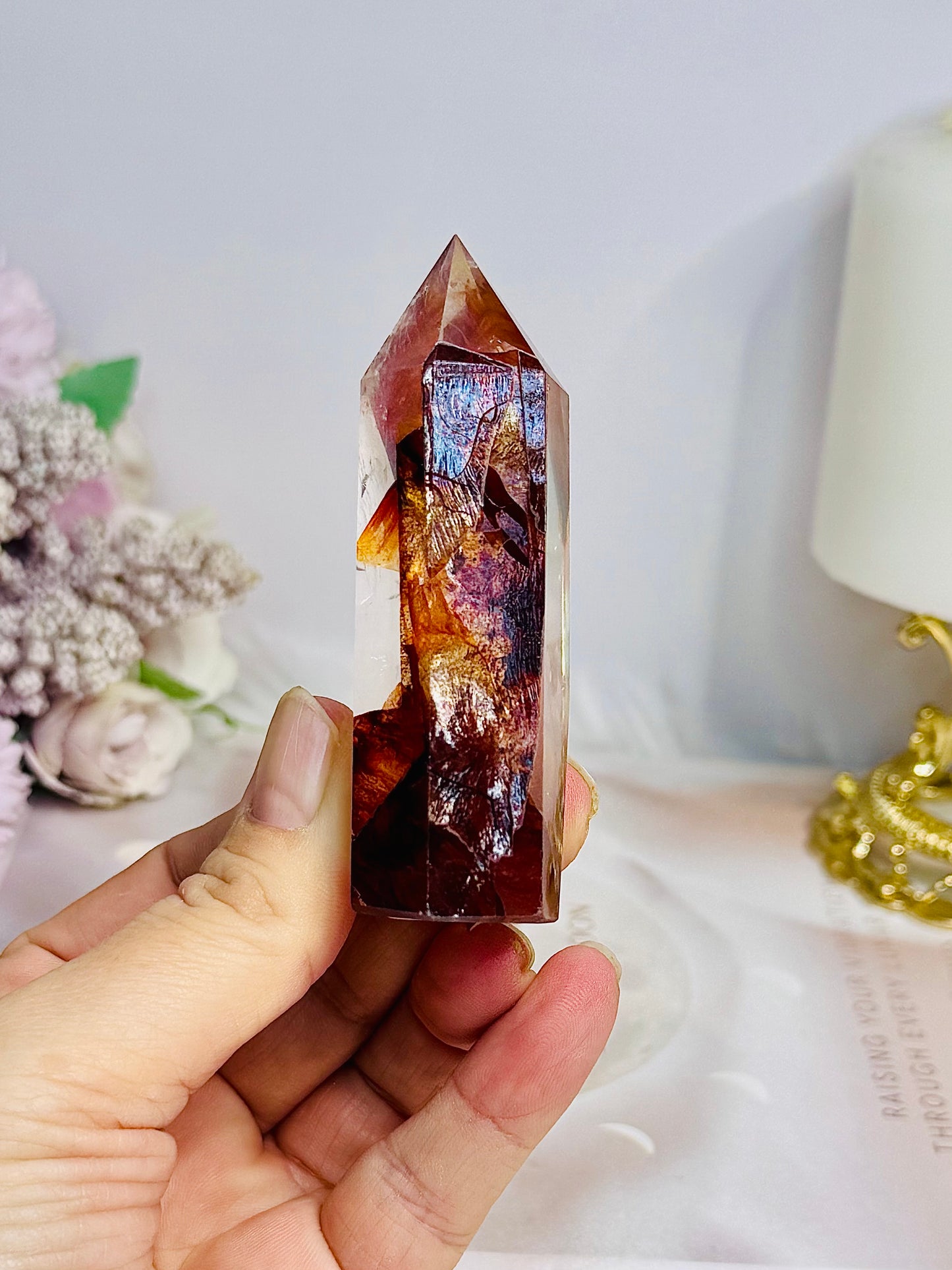 High Grade Fire Quartz Tower Full of Rainbows 8cm