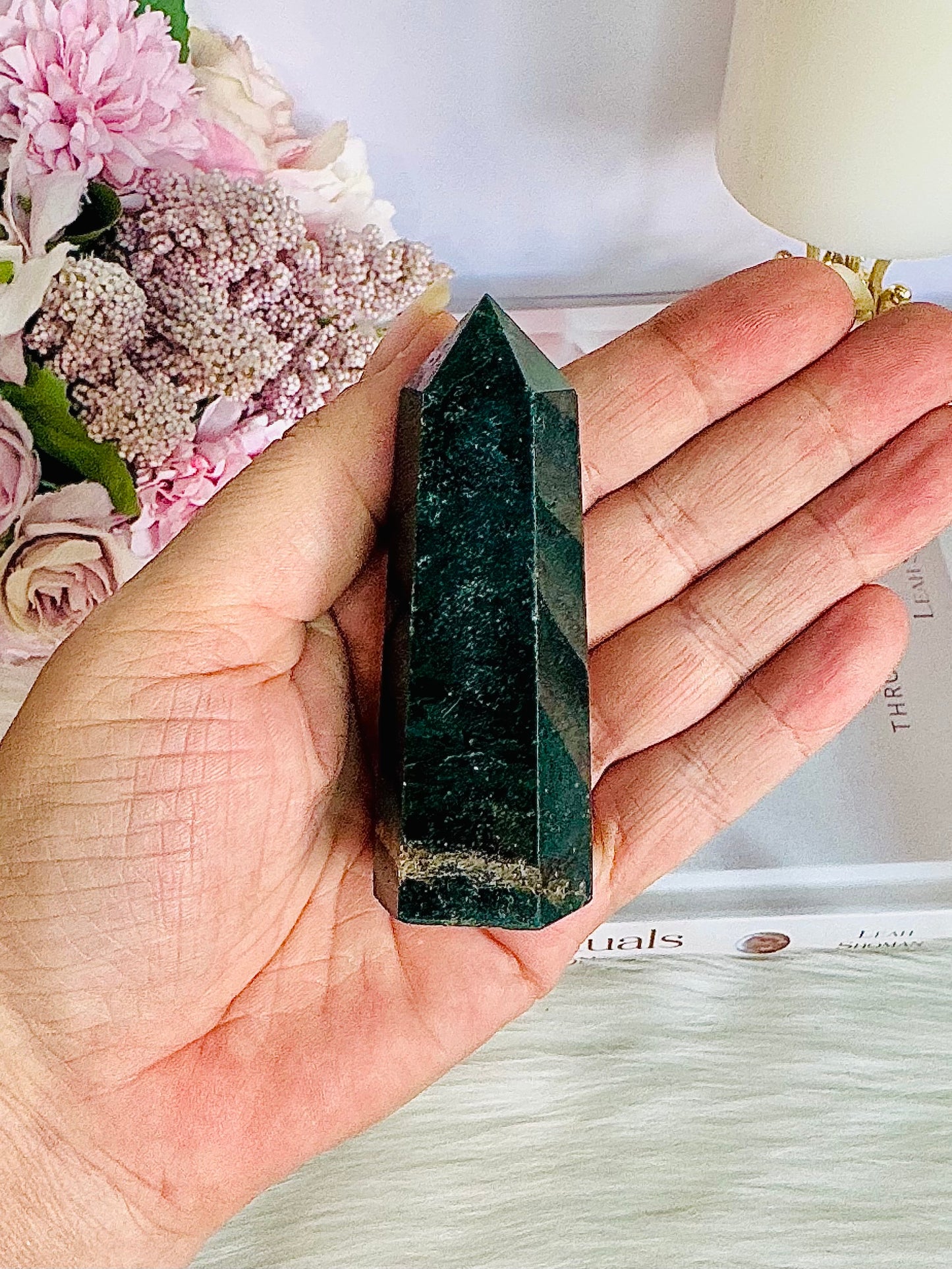 Beautiful 8cm Dark Green Jasper Tower