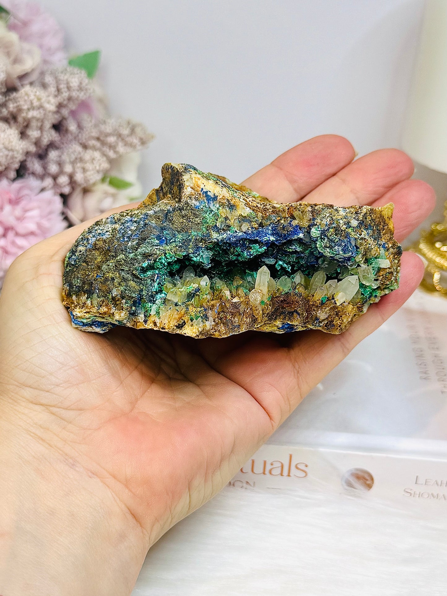 Natural Azurite with Malachite Specimen Geode 10cm 300g
