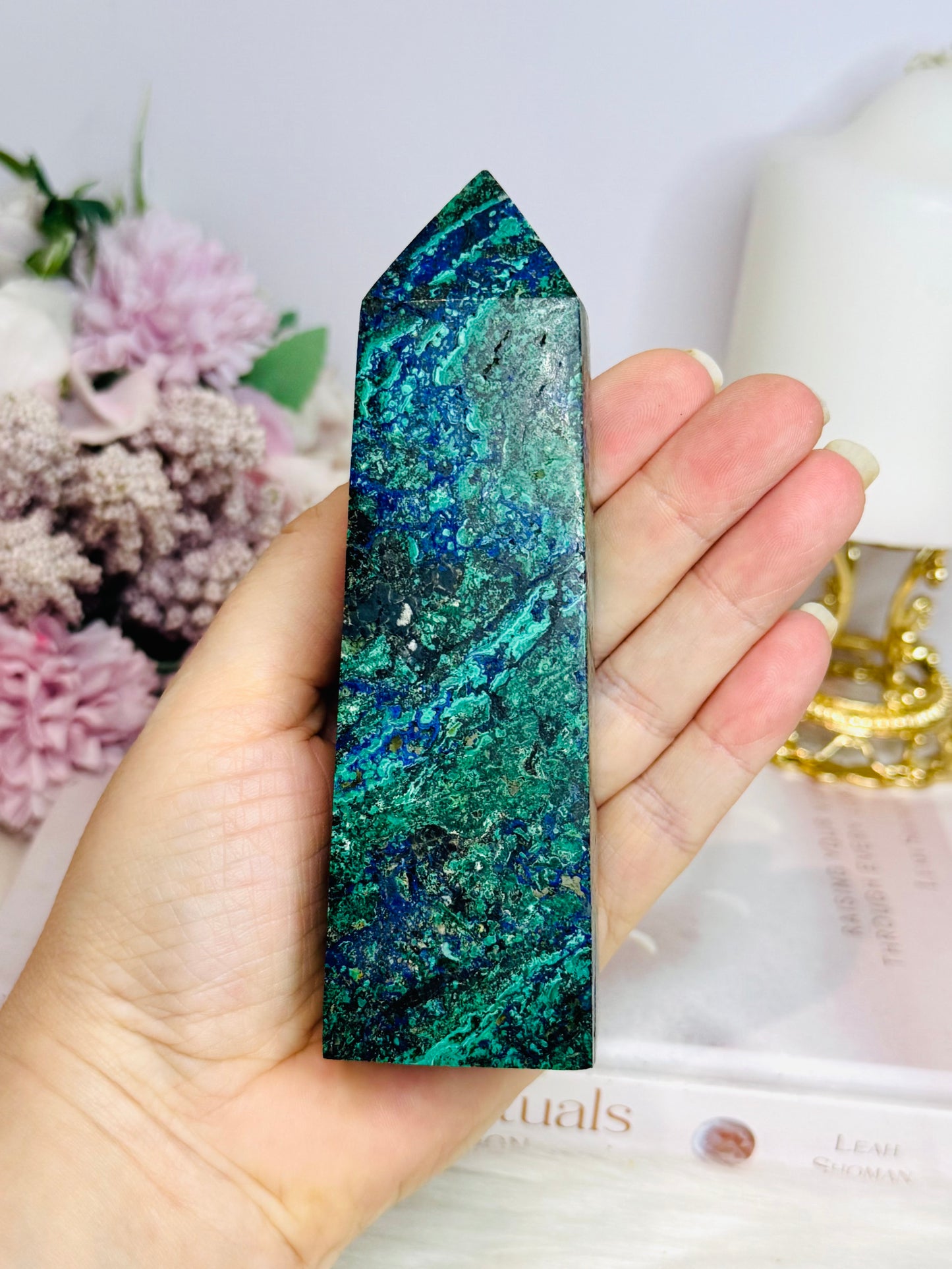 Natural Azurite Malachite Tower 13cm 280g