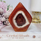 Beautiful Carnelian Carved Druzy Flame (This piece has cracks through it) Reduced Price