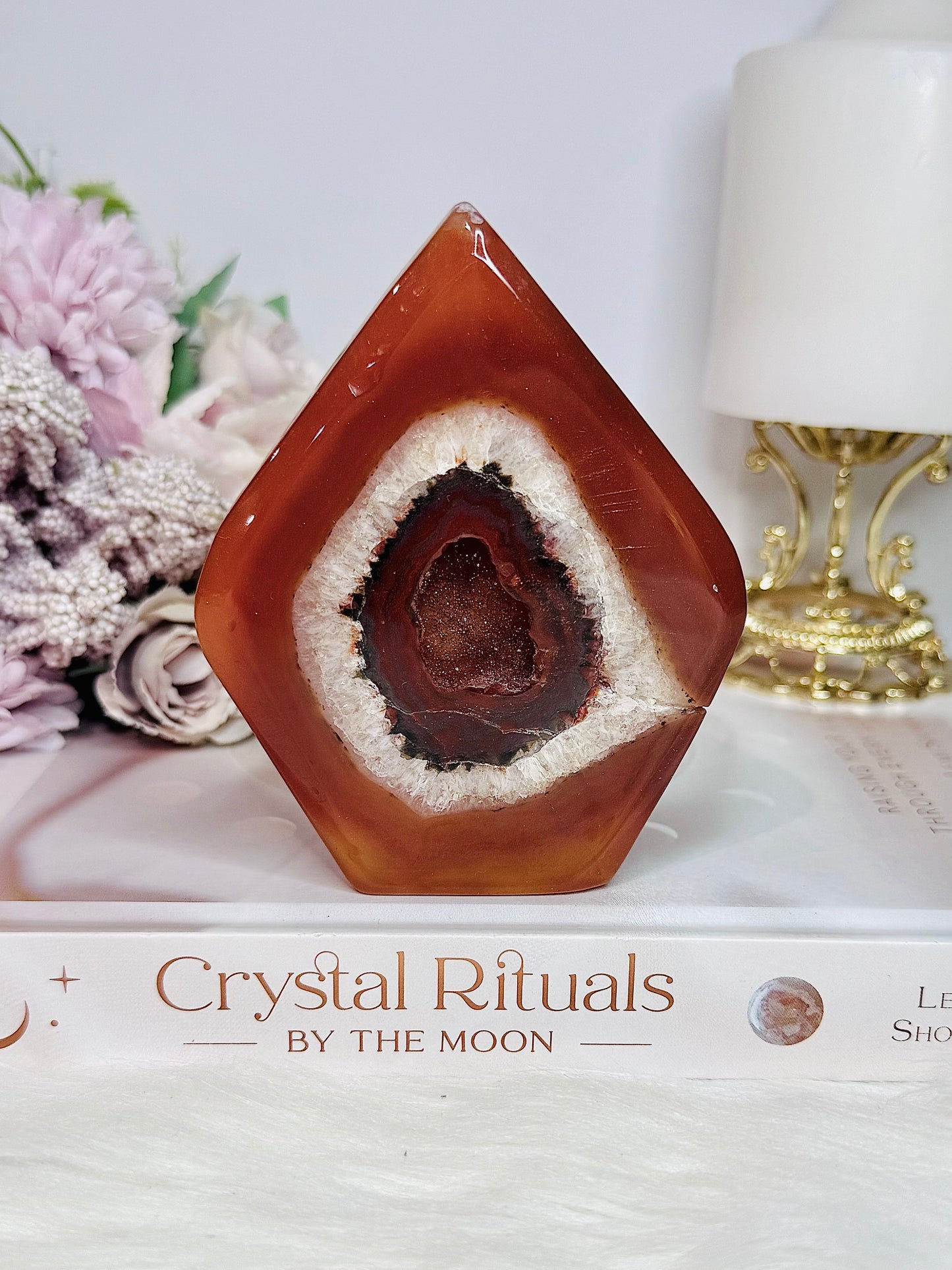 Beautiful Carnelian Carved Druzy Flame (This piece has cracks through it) Reduced Price