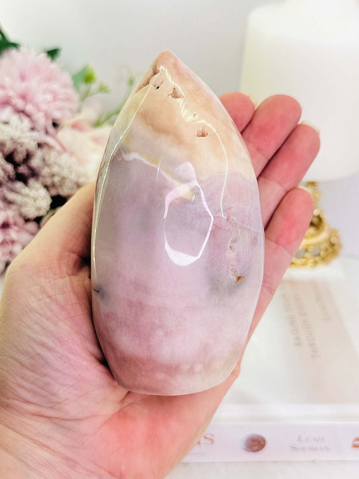 Large 12cm Chunky 537gram Druzy Pink Amethyst Carved Freeform