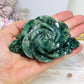 Moss Agate Carved Flower 11cm 209g