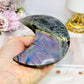 Purple Flash Labradorite Moon on Stand 12cm