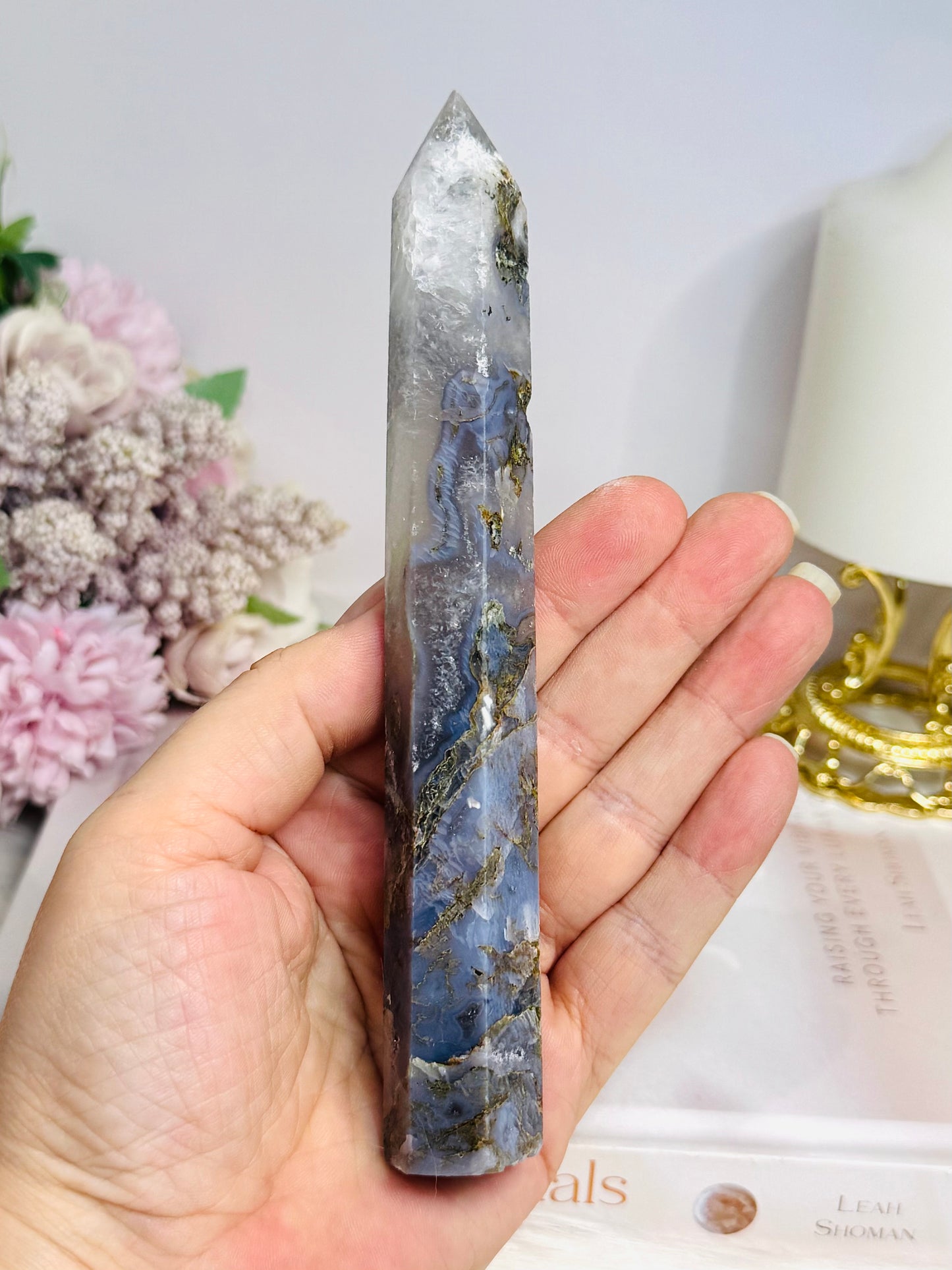 Moss Agate Tower 16cm