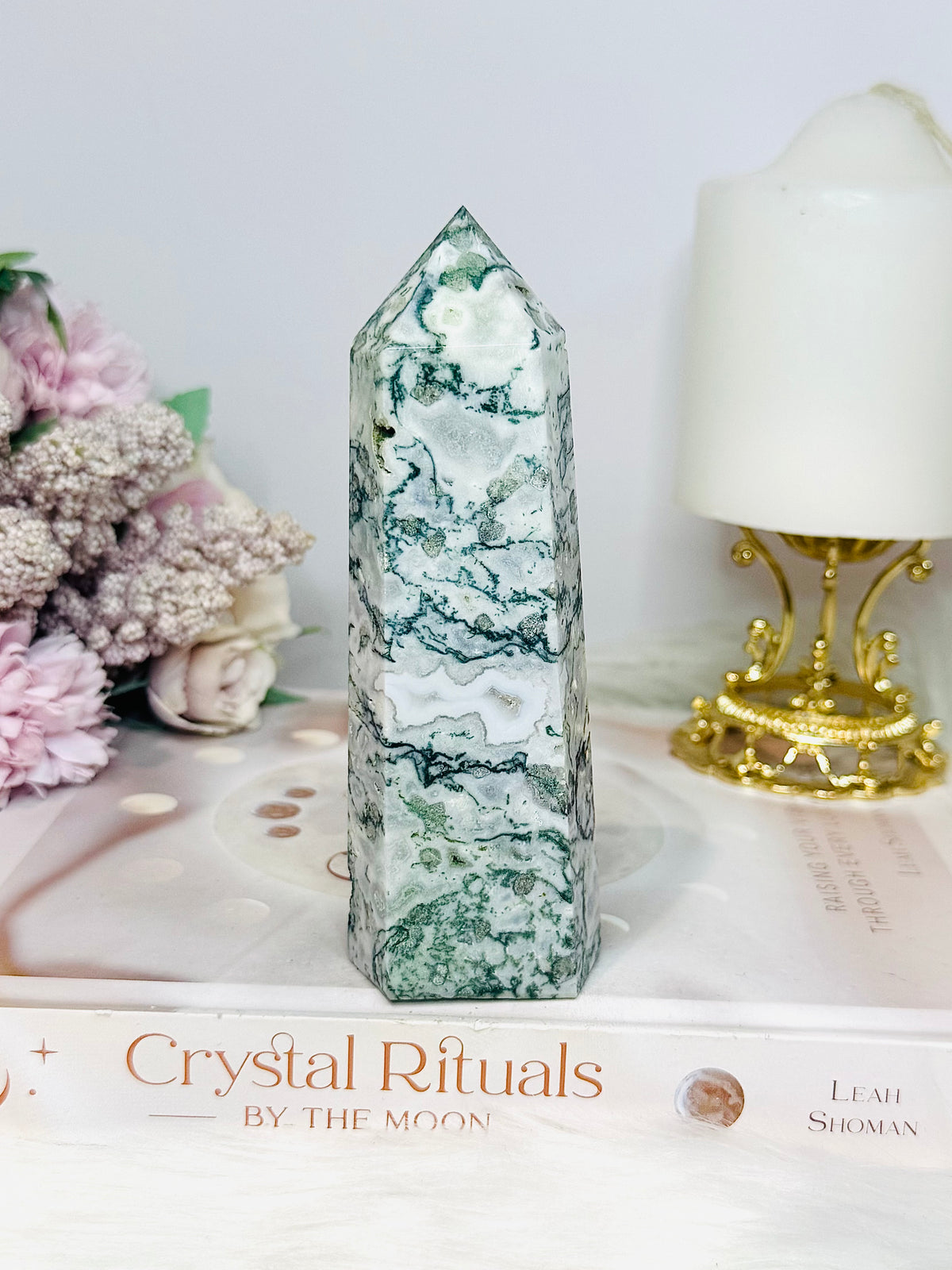 Moss Agate Chunky Tower 13cm