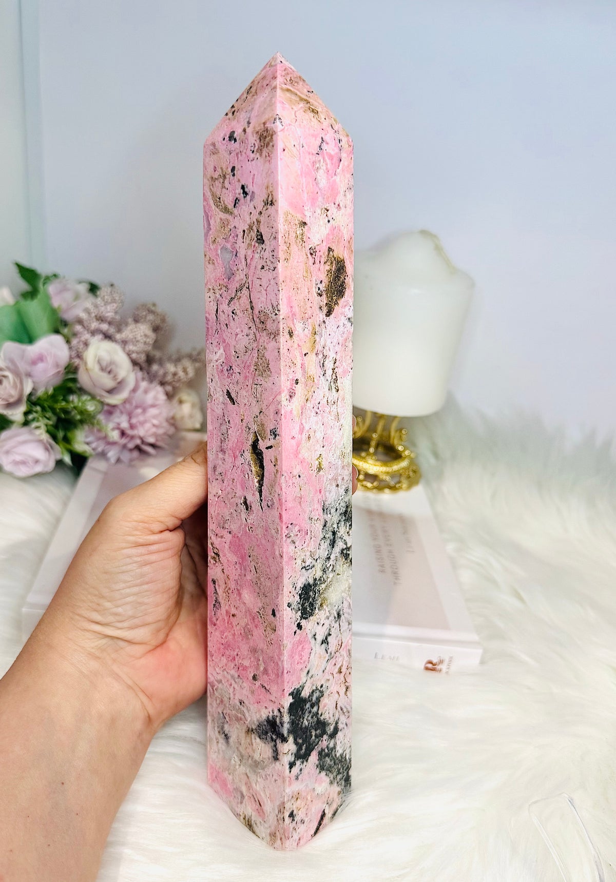 Huge Pink Peruvian Rhodochrosite Tower 27.5cm 1.2KG