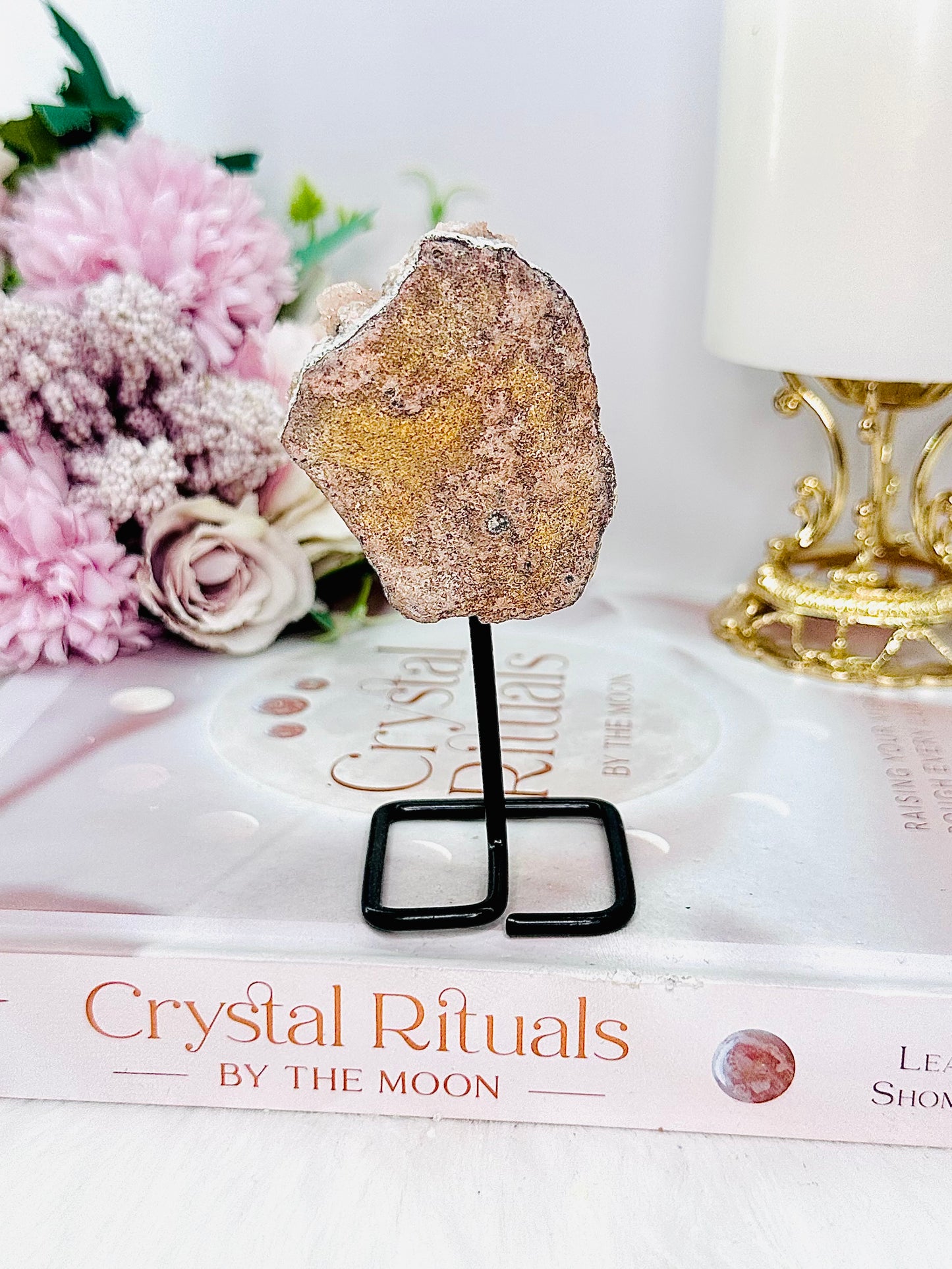 Beautiful Pink Amethyst Druzy Geode on Stand 10cm