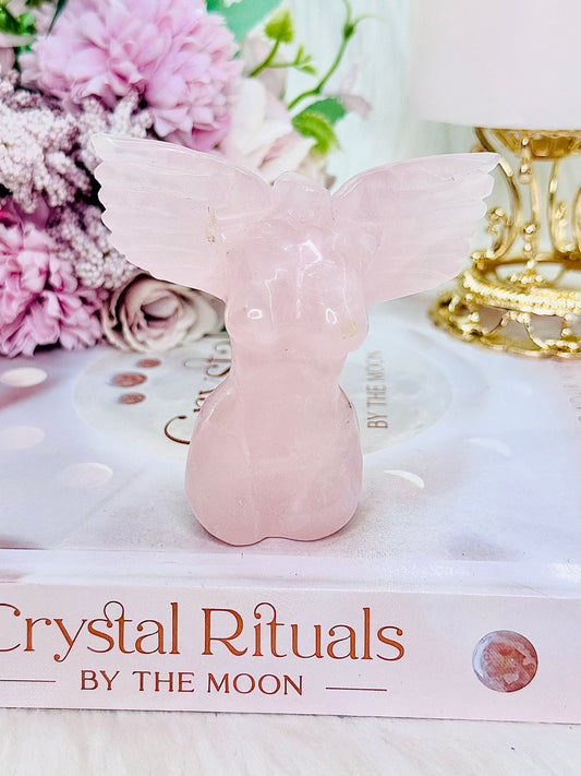 Gorgeous Rose Quartz Body Carving with Wings